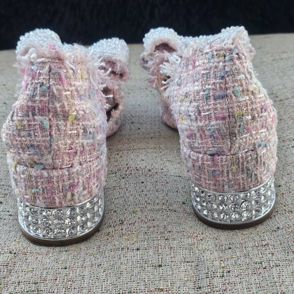 Jeffrey Campbell Women Sandal Shoe Block Heel Pumps in Pink Tweed Size 39 8.5US - Picture 6 of 12